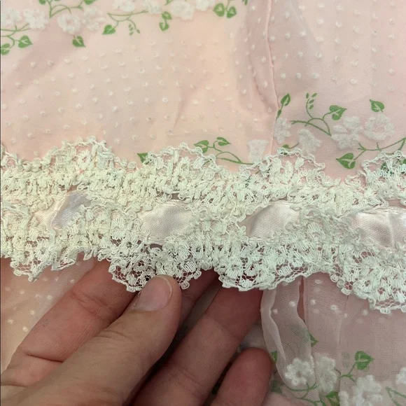 VINTAGE WOMENS REGENCY SWISS DOT LONG MAXI DRESS WITH PUFF SLEEVES SMALL - Picture 9 of 17